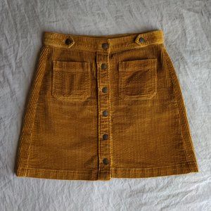 Madewell Corduroy A-Line Mini Skirt with Pockets in Egyptian Gold
